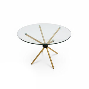 Mesa redonda de cristal – Dorado