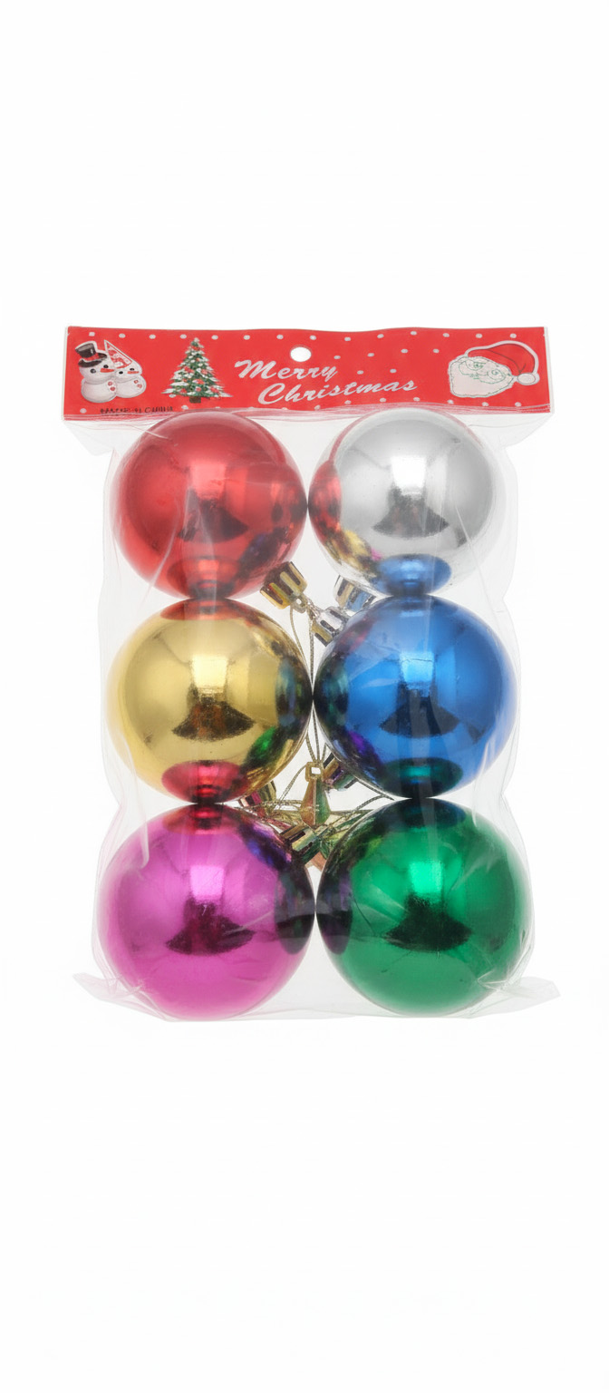 Paquete de 6 Esferas de Colores Navideñas
