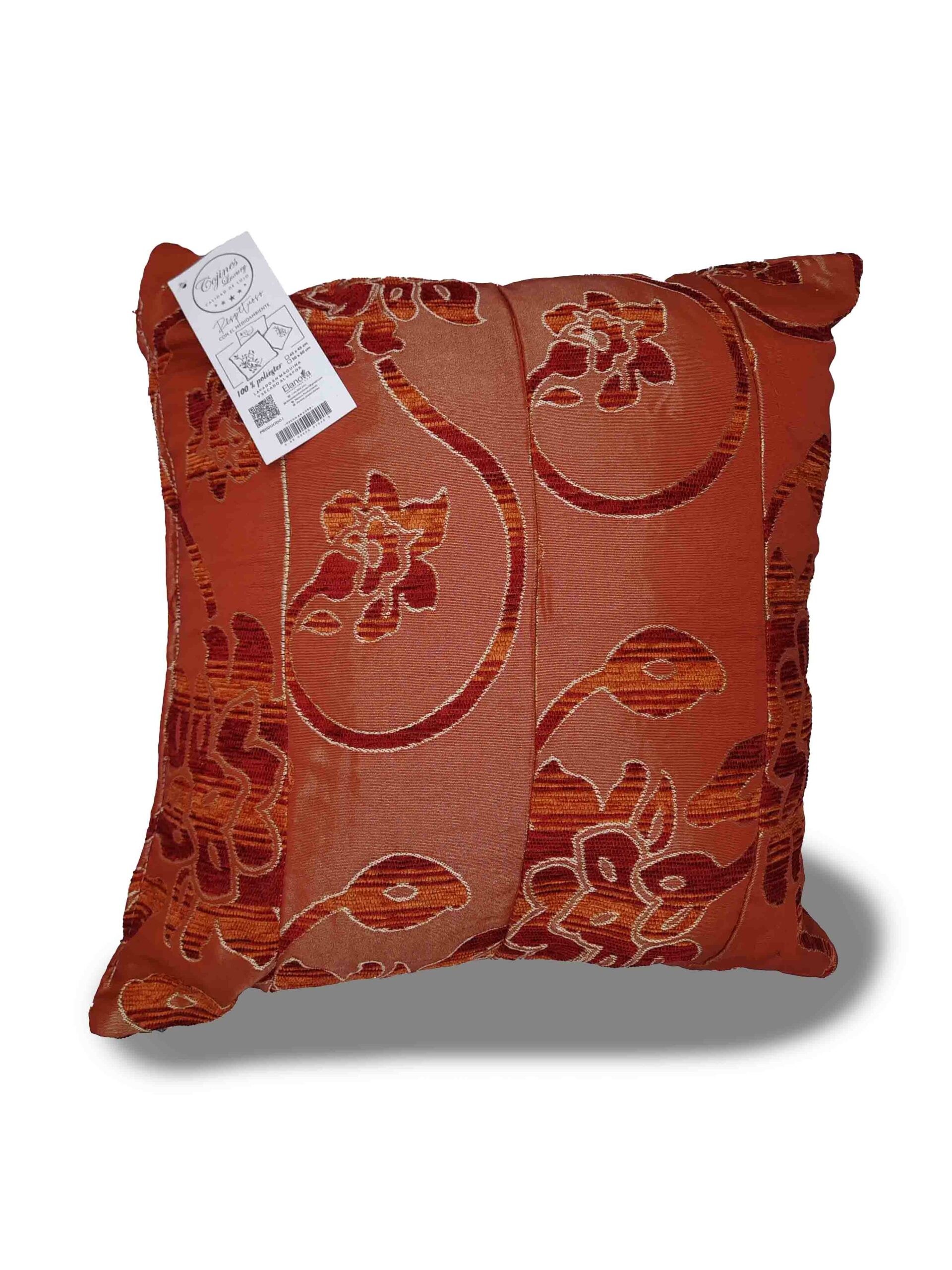 Cojin rojo con diseño floral